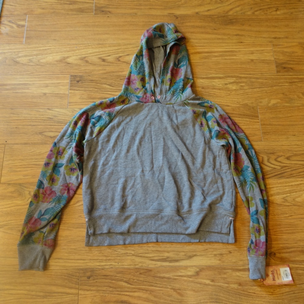 Mudd Hawaiian Tropical Floral Crop Hoodie Girls